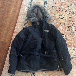 Belted North Face coat